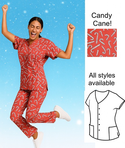 H91514K - Candy Cane Christmas! Holiday print scrubs