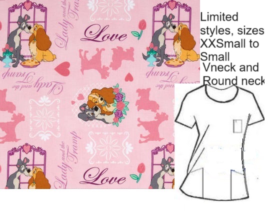 CART1014 - Lady And The Tramp Cartoon Print Scrubs