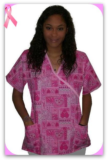 RM922191025L - Awareness Pink Ribbon scrubs for women