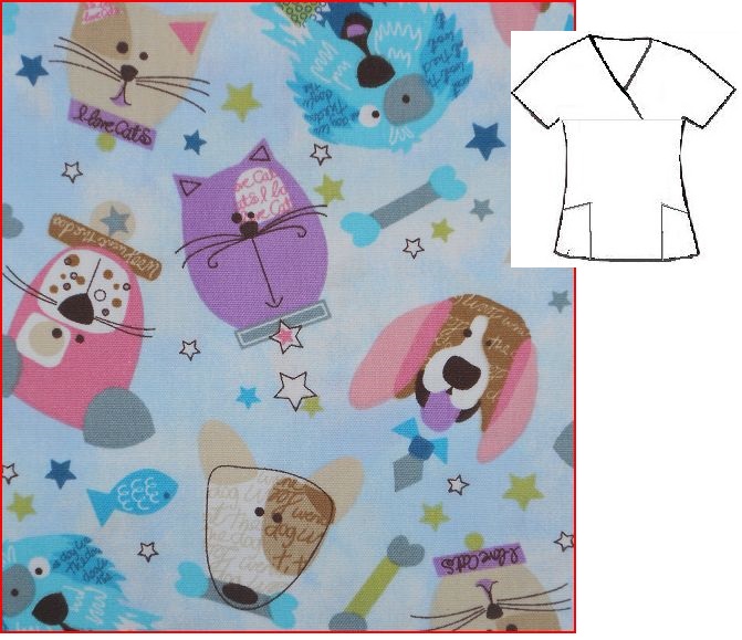 Crazy Pets veterinary print scrubs