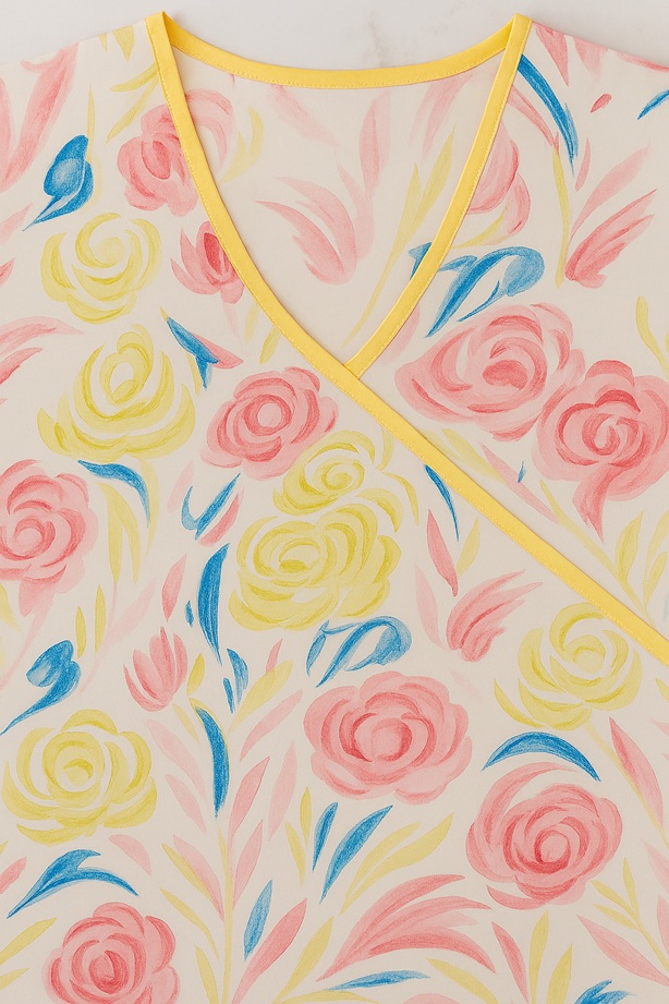 BET12820 - X-LARGE Yellow N Pink Flowers print scrubs