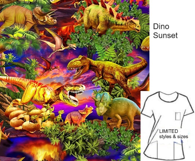 MU3LIMITED - Dino Sunset custom made scrub tops