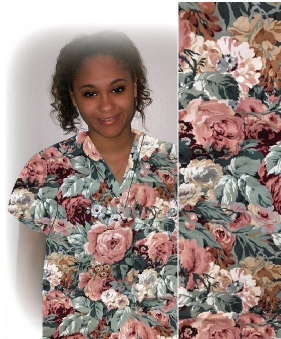 flower cotton print scrubs women