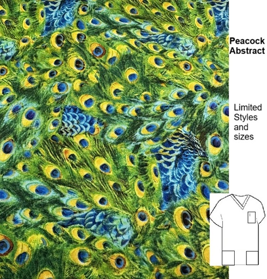 AWW531LIMITED - Peacock Abstract animal print scrub tops