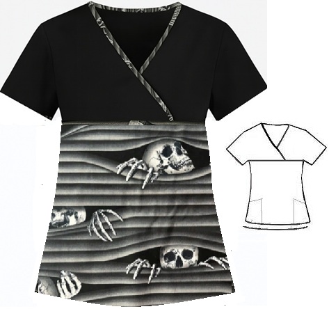H101LIMITED - Bone To Be Wild Halloween seasonal scrub top
