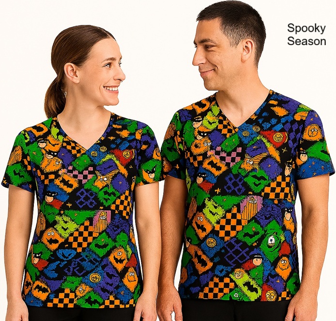 H91525LIMITED - Spooky Season halloween scrub tops