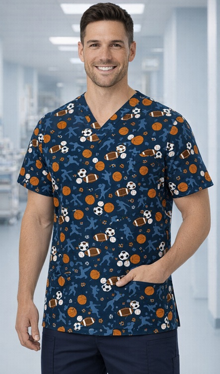 All Star Sports print scrub tops