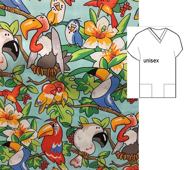 zany birds animal print scrubs