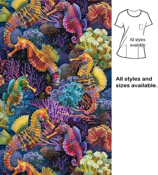 AO22526 - Seahorse Serenade Scrub Top