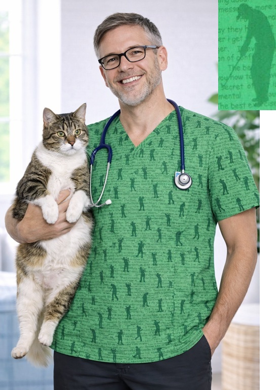 Tee Time Golf Print Scrub Tops