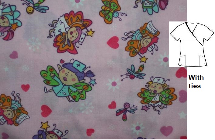 large fairy nurses womens print scrubs