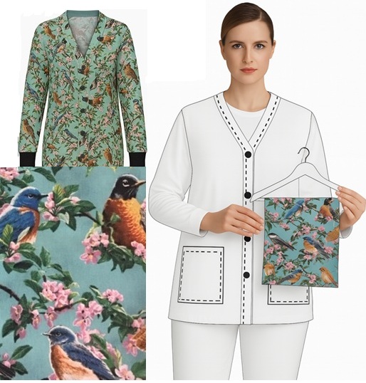 WJ923LIMITED - Bird Breeze Cardigan Scrub Jacket