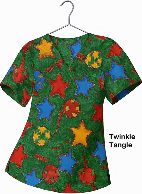 H924LIMITED - Twinkle Tangle holiday scrub top