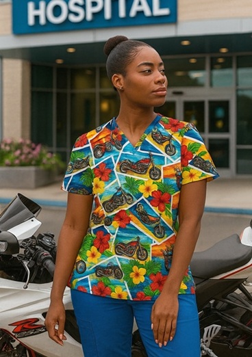 Island Turbo Medic tropical print scrubs