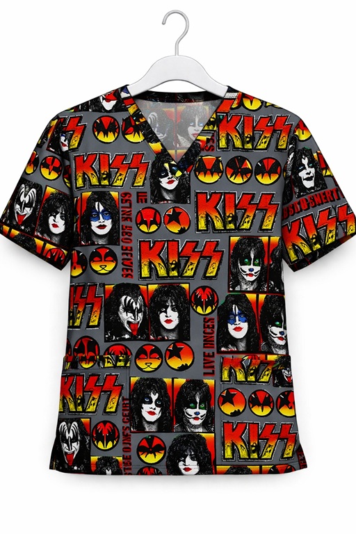 new - Kiss Rock-N-Roll scrub tops