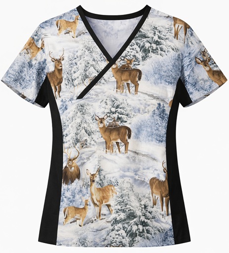 RM1115B19XS - WHITETAILS animal print scrubs