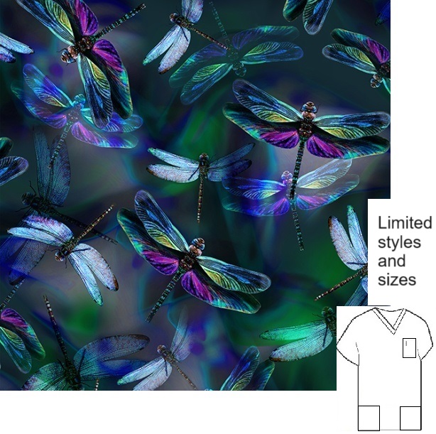 U1010LIMITED - Digital Dragonfly scrub top