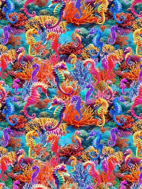 seahorse coral scrub top