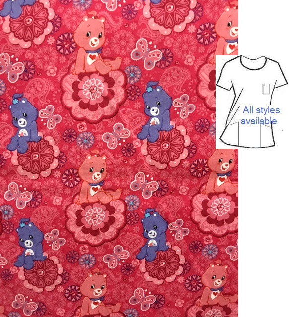 care bears cartoon print scrubs