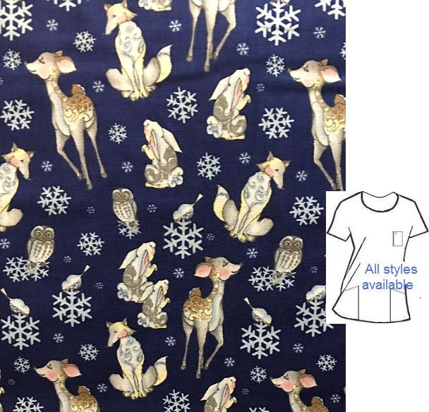 holiday critters animal print scrubs