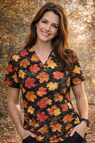 H82320 - MAPLE COLORS seasonal print scrubs