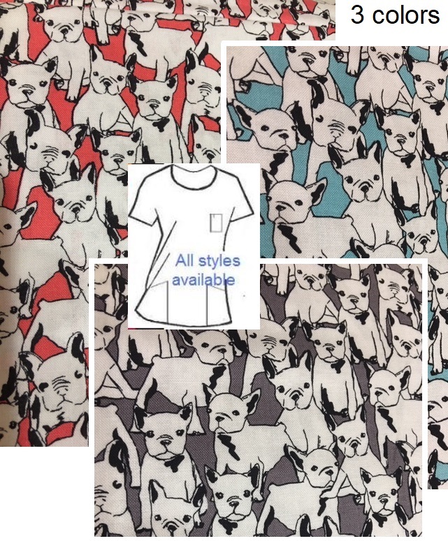 VET5319636 - French Bulldog veterinary print scrubs