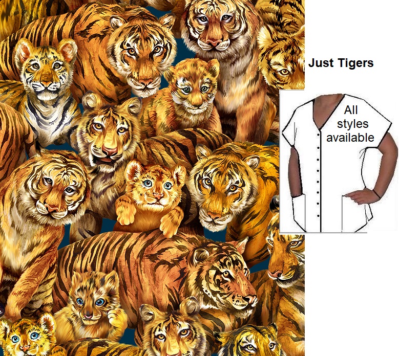 AWW2122 - Just Tigers veterinary animal print scrubs