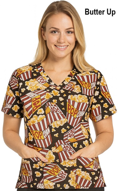U1826LIMITED - Butter Up unique print scrub top