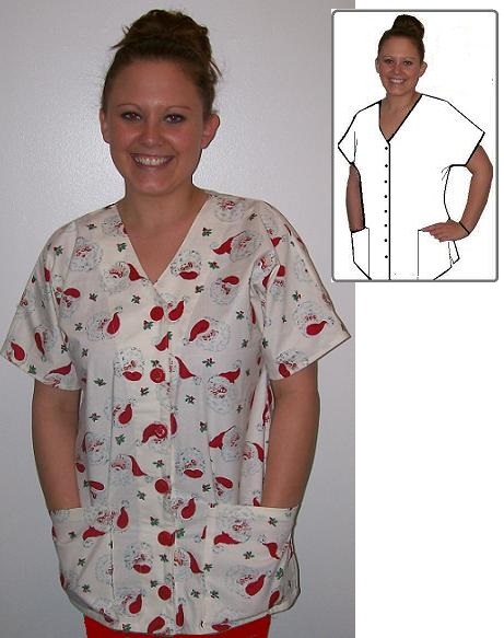 RM10957M - Santa's Button Front holiday scrubs