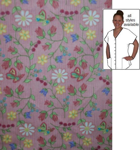 flowers pink custom made scrubs cotton