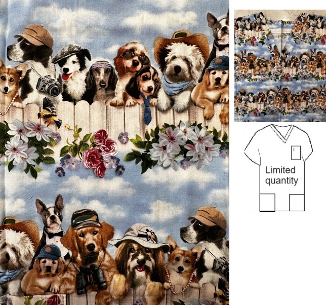 VET1128LIMITED - Fence veterinary print scrub tops