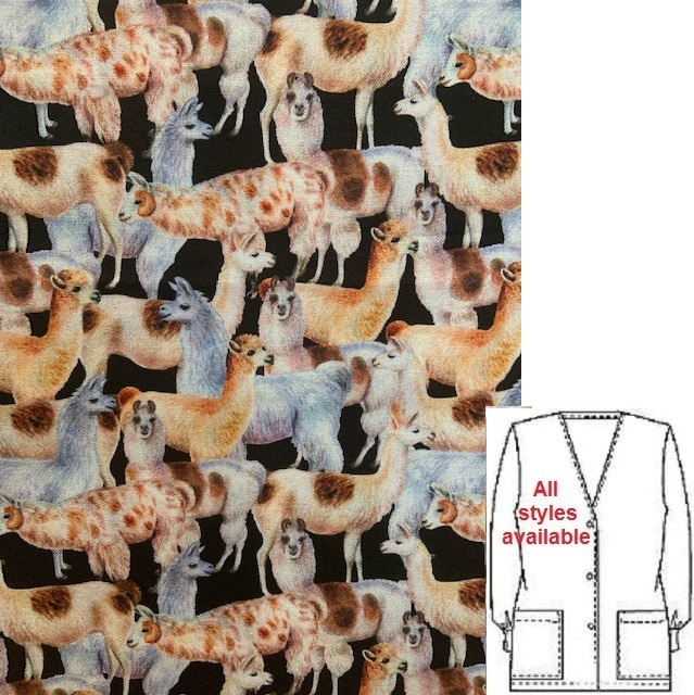 llama love animal print scrubs