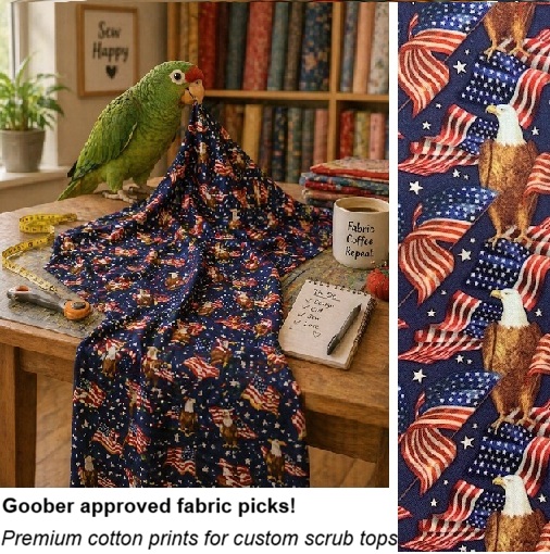 PAT3165 - OLD GLORY patriotic print scrubs