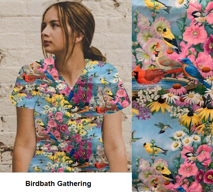 birdbath gathering animal print scrubs