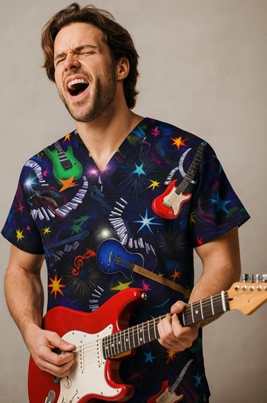 M22126 - Rockin Out printed scrub tops