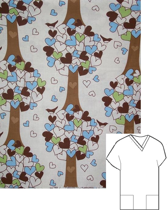 tree hugger unique print scrubs