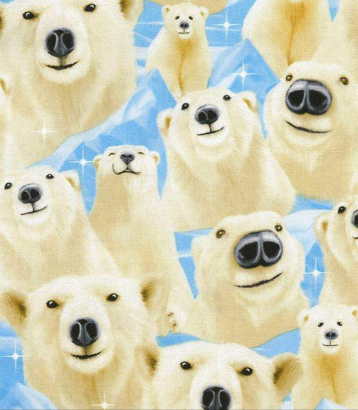 polar bear selfies - animal print scrubs