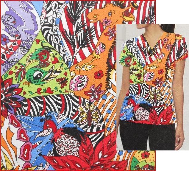 cuckoos nest custom made print scrubs for women scrub tops