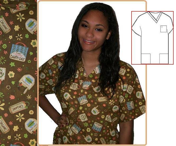 organic earth day unique print scrubs