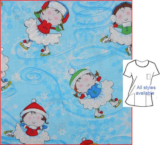 Snow Flurries winter holiday print scrubs