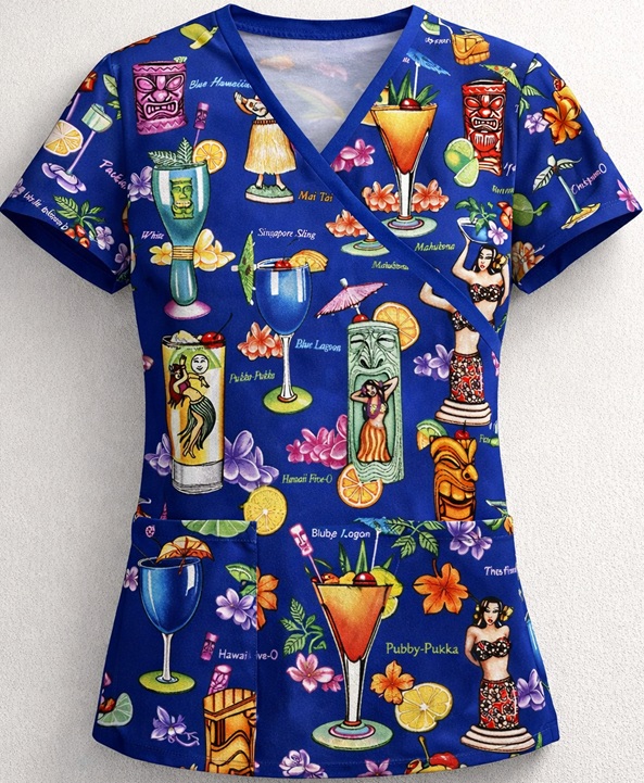 T32126LIMITED - TIKI TIME crossover scrub top