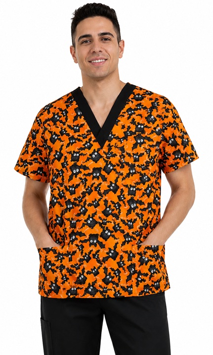halloween bats scrub top