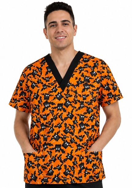RM101117154S - HALLOWEEN BATS scrub top