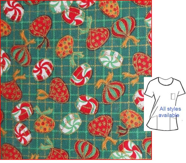 C088 - Yummy Holiday Candy - Christmas Holiday Print Scrub Tops