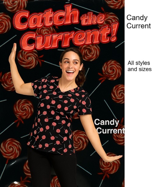 HC056 - Candy Current Christmas Holiday Scrub Tops