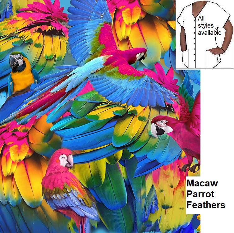 macaws parrot feathers scrub tops