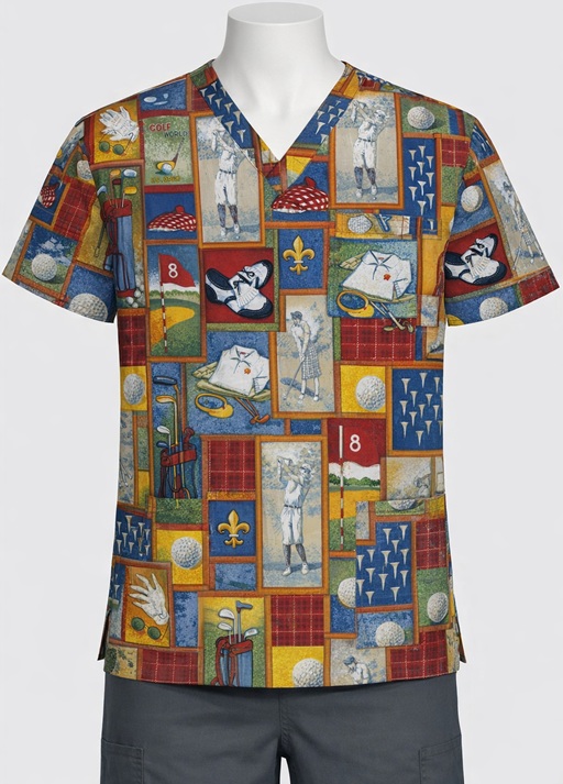 Nostalgic Golf sport print scrub tops