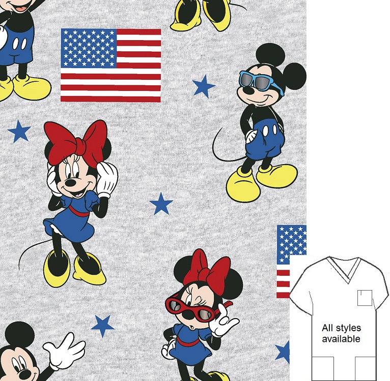 mickey mouse patriotic cartoon scrubs