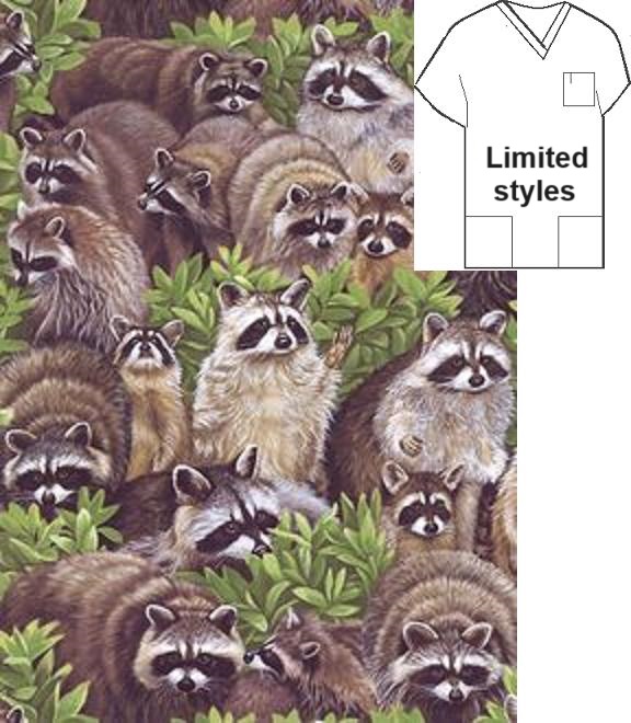 raccoons animal scrub tops