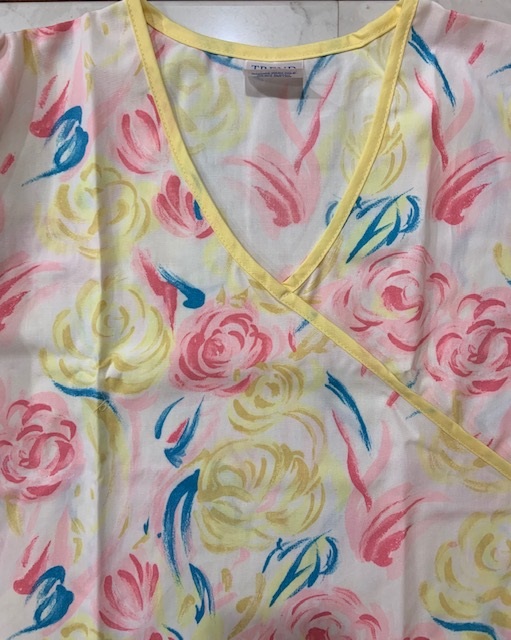 yellow pink flowers cheap medical scrubs